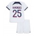 Paris Saint-Germain Nuno Mendes #25 Kopio Lastenvaatteet Vieras Pelipaita Lasten 2023-24 Lyhyet Hihat (+ shortsit)